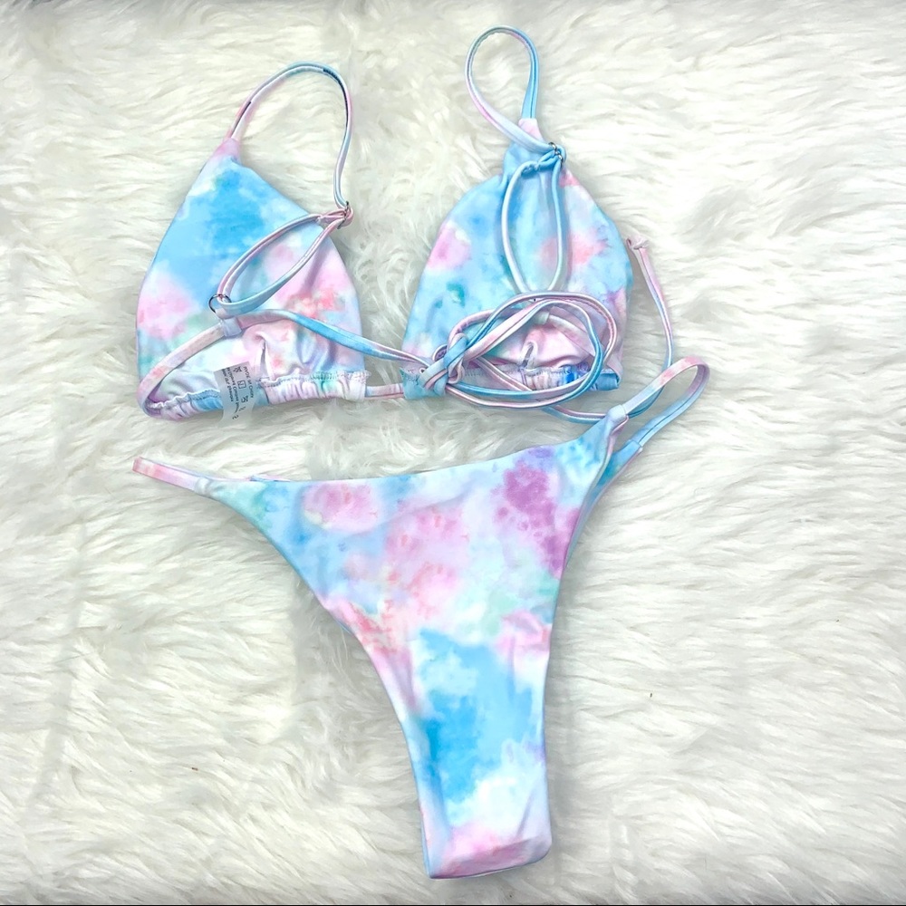 👙New! “NOVA” Tie Dye Triangle Tie Bikini Set - Picture 4 of 6